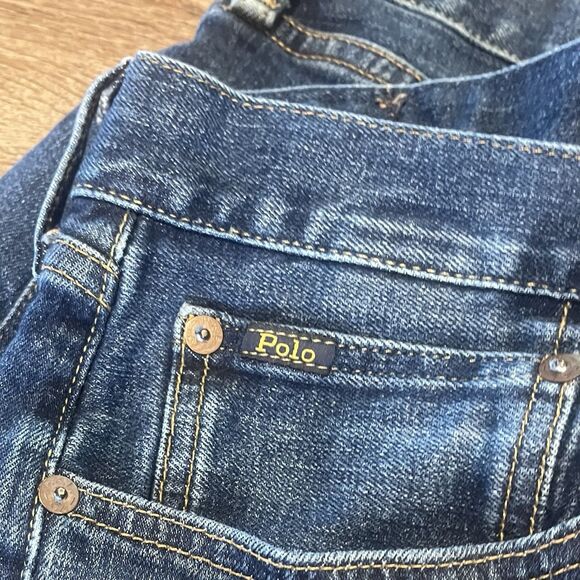 Polo Ralph Lauren Men Jeans 36x31 Blue Denim Pants Varick Slim Straight Stretch - Picture 9 of 13